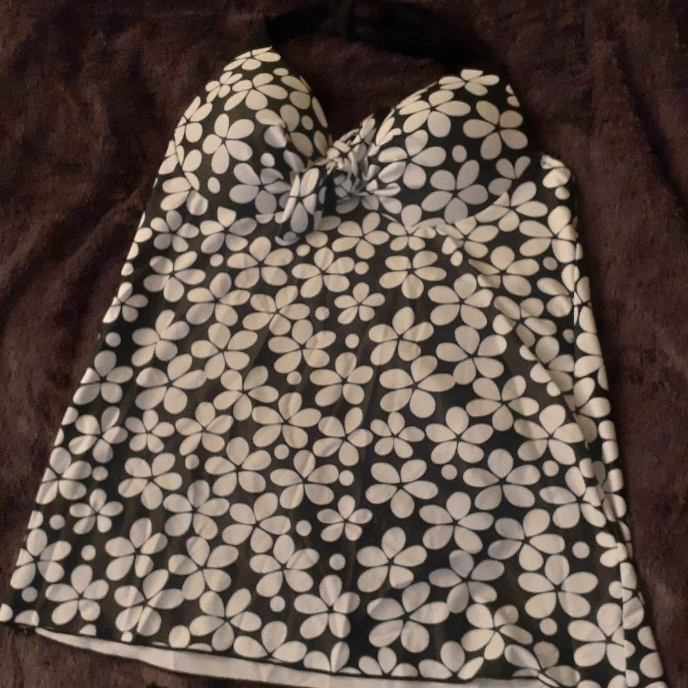 Black and White Halter Top and shorts Tankini